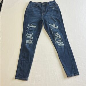 SO Dark Blue Distressed Skinny High Rise Jegging Jeans